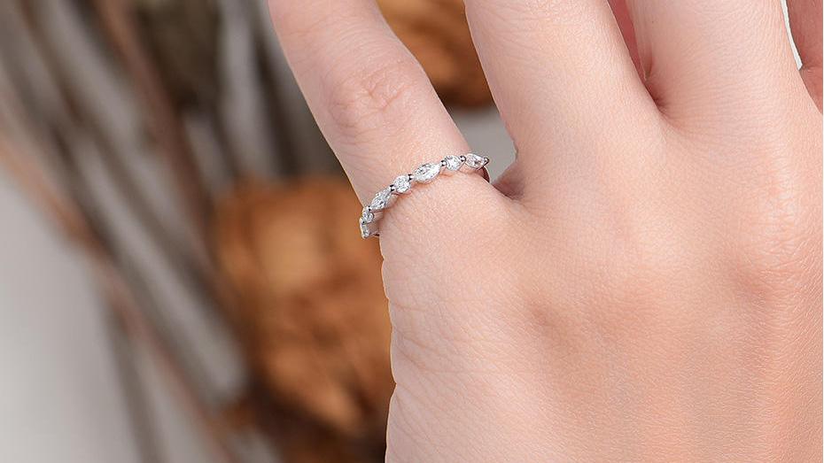 Brilliant Marquise Moissanite Bubble Ring