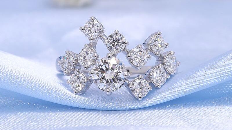 1.5 Carat TDW Genuine Moissanite Constellation Ring in Sterling Silver or Solid Gold 1.5 Carat TDW Genuine Moissanite Constellation Ring in Sterling Silver or Solid Gold