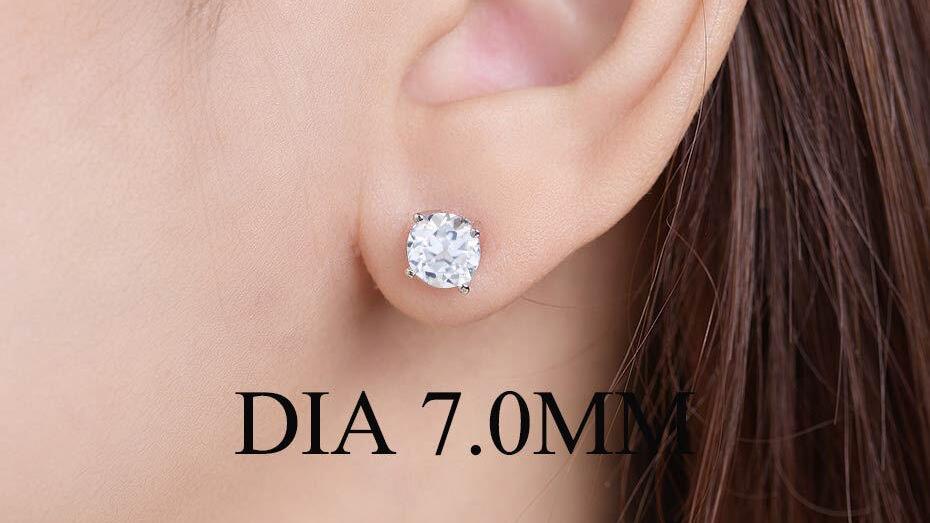 4/5/6/7mm Old European Cut Genuine Moissanite 4 Prong Stud Earrings in Yellow/White/Rose Gold Plated Sterling Silver