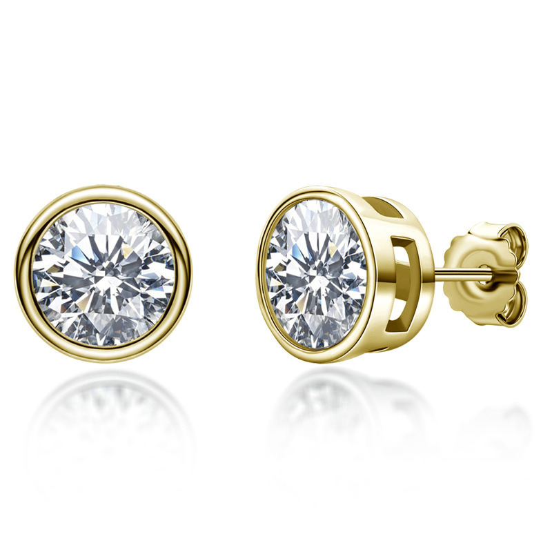 1ct Stud Moissanite Bezel Earrings YG
