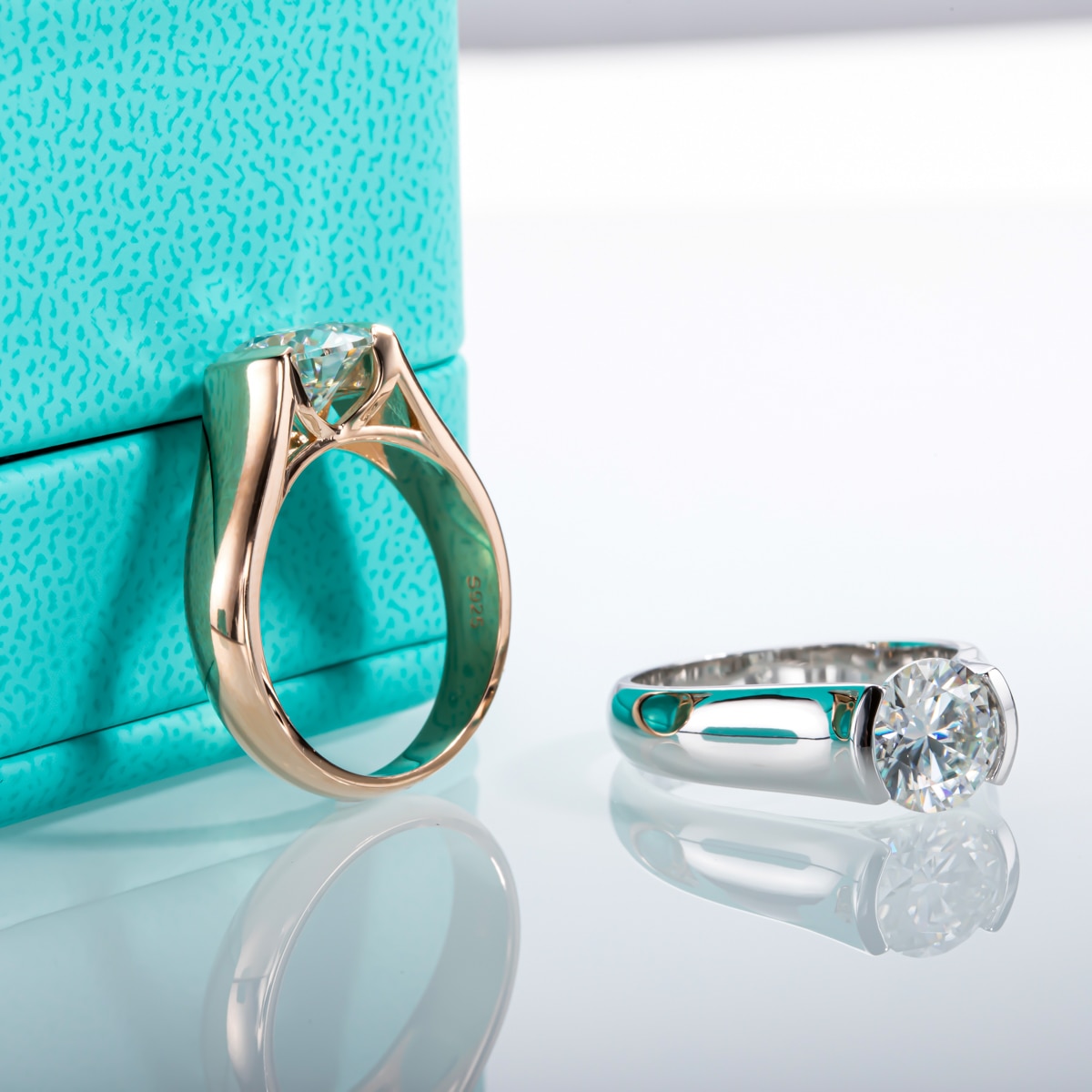 2ct Round Moissanite Tension ring (2) 2ct Round Moissanite Tension ring