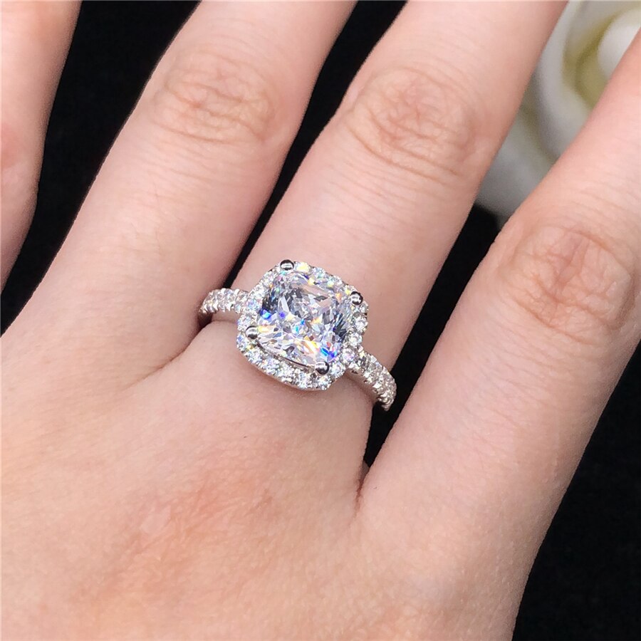 2ct cushion cut moissanite halo ring 2ct Cushion Cut Moissanite Halo Ring