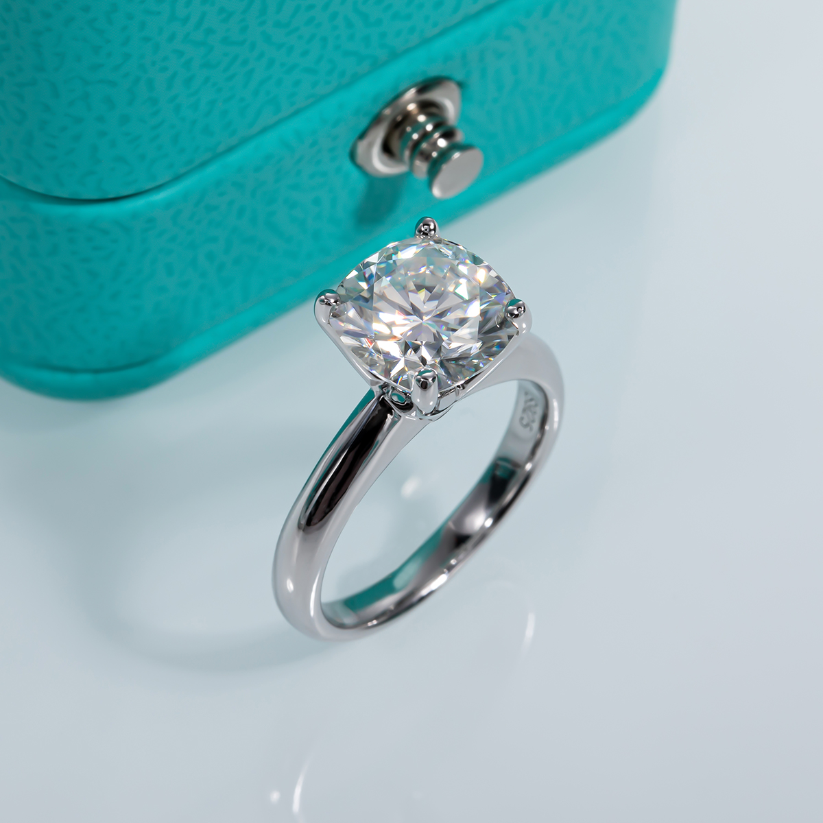 3.5 Carat Cushion Cut Moissanite Solitaire Ring (1) 3.5 Carat Cushion Cut Moissanite Solitaire Ring