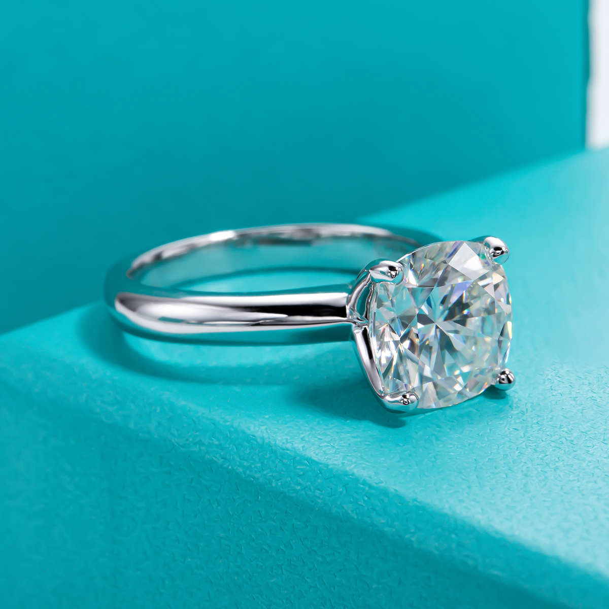 3.5 Carat Cushion Cut Moissanite Solitaire Ring