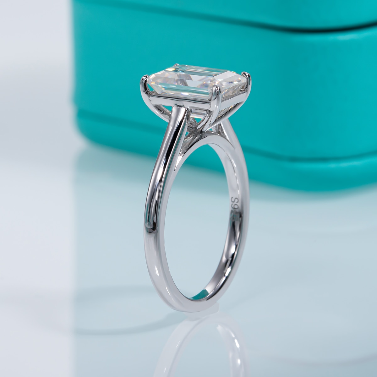 Emerald Cut Moissanite Solitaire Ring