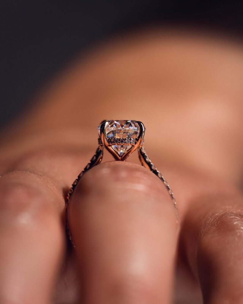 3ct Oval Cut Moissanite Hidden Halo Ring 3 Qtr Pave Band