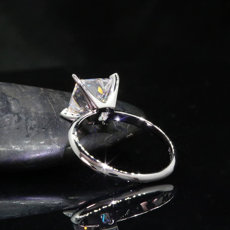 3ct Princess Cut Moissanite 4 Prong Solitaire Ring (3) 3ct Princess Cut Moissanite 4 Prong Solitaire Ring