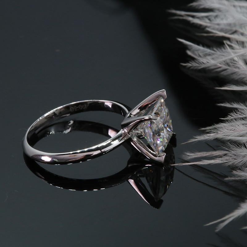 3ct Princess Cut Moissanite 4 Prong Solitaire Ring (4) 3ct Princess Cut Moissanite 4 Prong Solitaire Ring