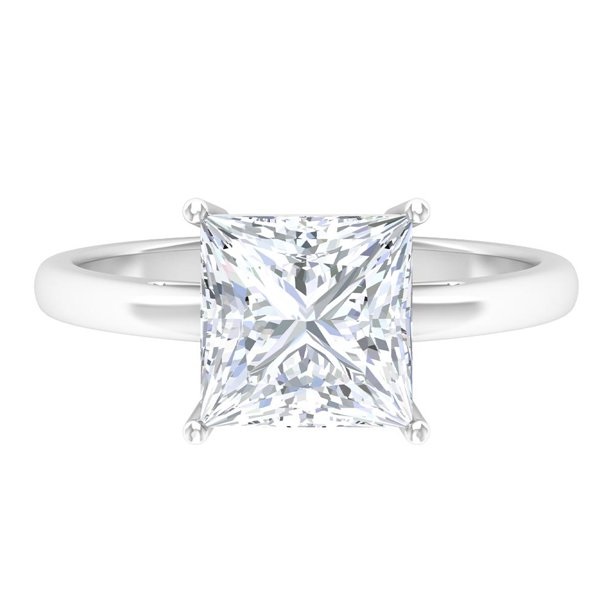 'Priyanka' 3 Carat Princess Cut Moissanite 4 Prong Solitaire Ring ...