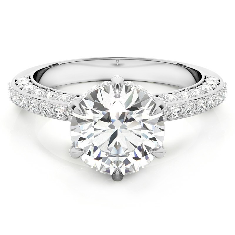 4ct Round Hidden Halo Triple Pave Ring 4 carat Round Moissanite Ring