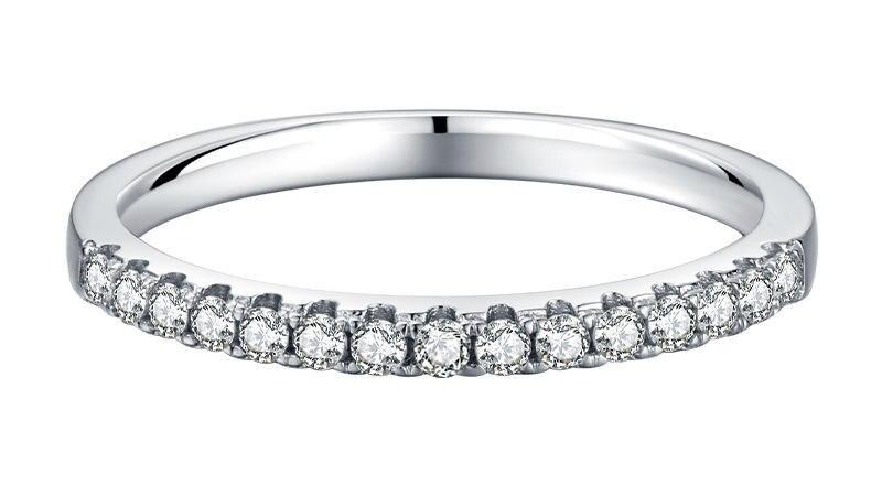 1.5mm Moissanite Half Pave Eternity/Wedder Ring in Sterling Silver 1.5mm Moissanite Half Pave Eternity/Wedder Ring in Sterling Silver