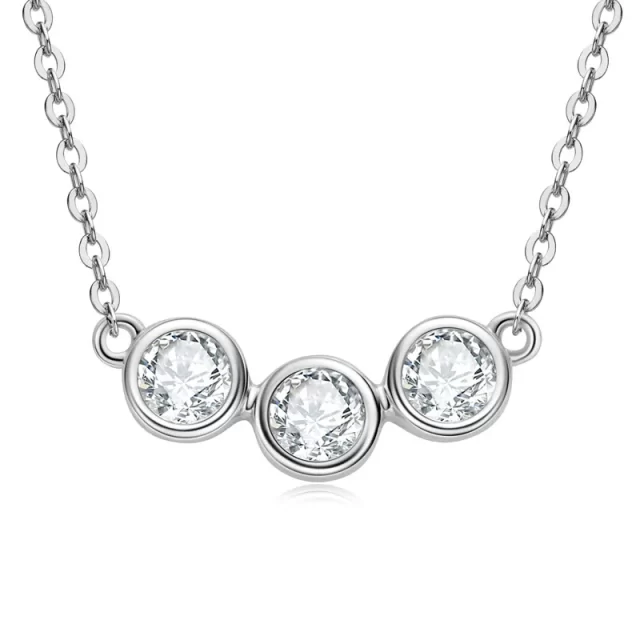 Beatrice Round Trilogy Moissanite Bezel Pendant (2)