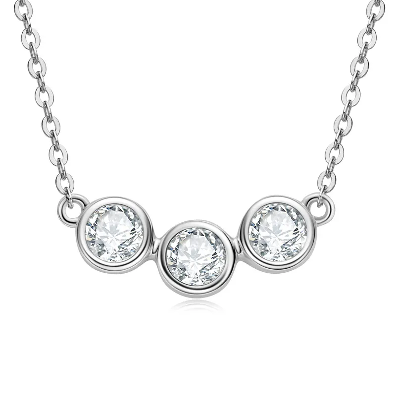 Beatrice Round Trilogy Moissanite Bezel Pendant (2)