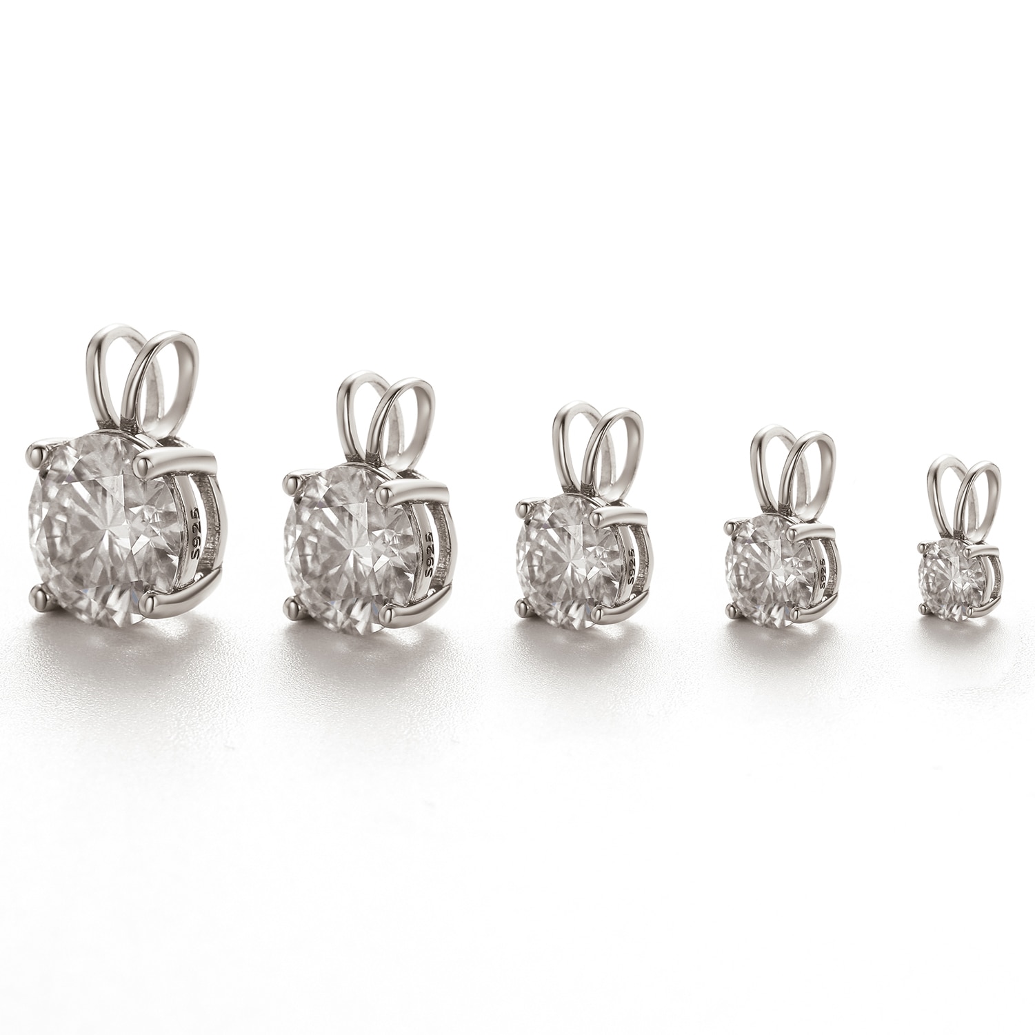 Blaine Round Moissanite Double Link Pendant + Necklace (4)