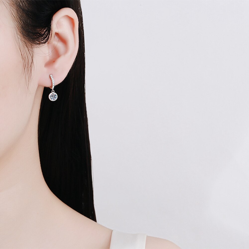 Drop Pave Style Moissanite Bevel Earrings