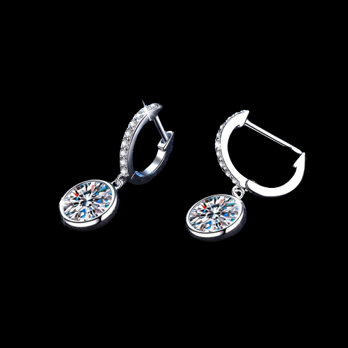 Drop Pave Style Moissanite Bevel Earrings