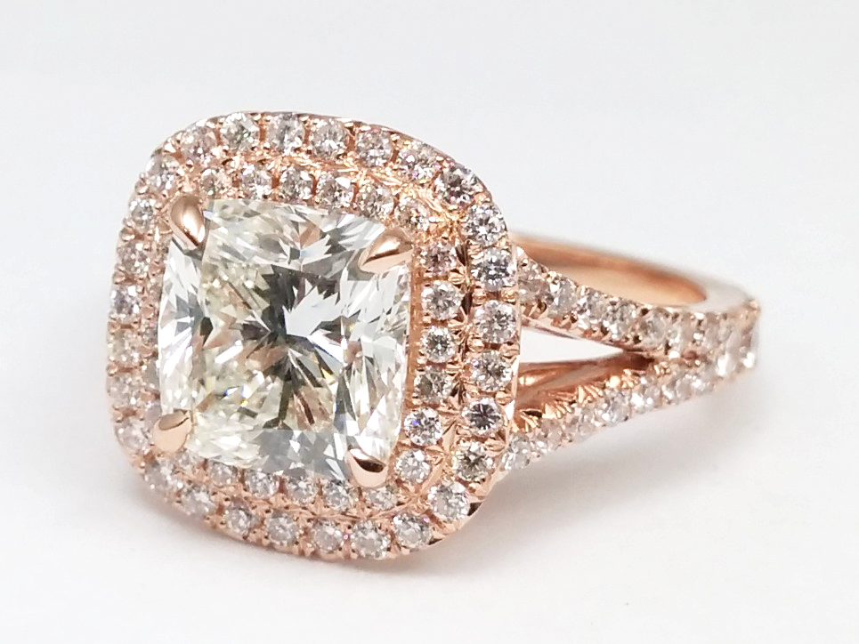 Eleni 3ct Cushion Cut Moissanite Double Halo Ring RG