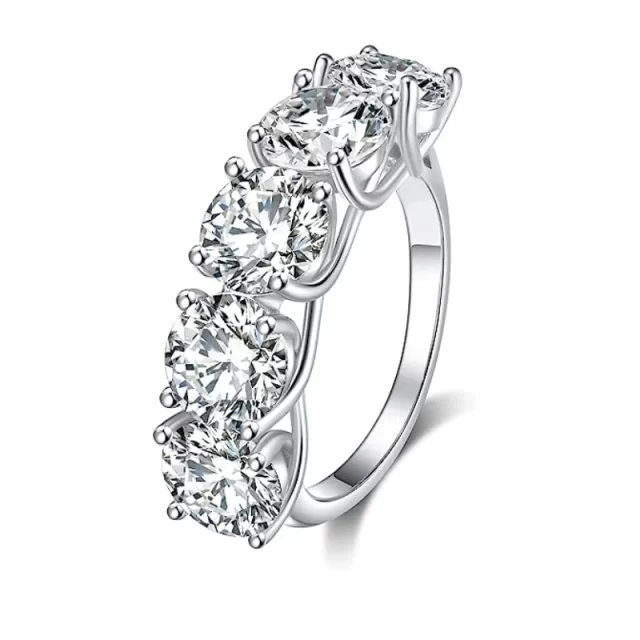 Lilou 1ct 5 Stone round moissanite eternity wedder ring (WG) 1ct 5 Stone round moissanite eternity wedder ring (WG)