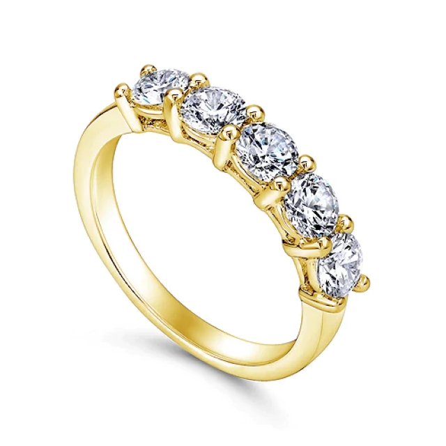 Lilou 4mm 5 Stone round moissanite eternity wedder ring (YG) Lilou 4mm 5 Stone round moissanite eternity wedder ring (YG)