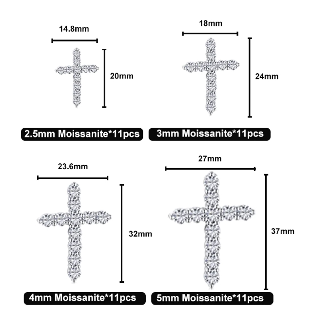 Madonna Cross Moissanite Pendant Dimensions Moissanite Cross Pendant + Necklace