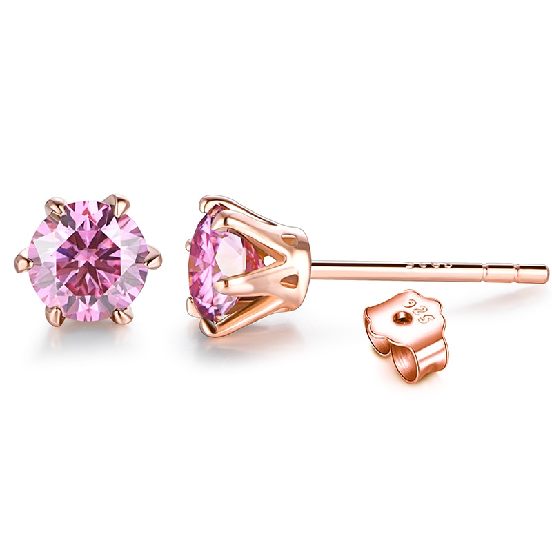 Moissanite 6 Prong Stud Earrings RG (1) Moissanite 6 Prong Stud Earrings RG
