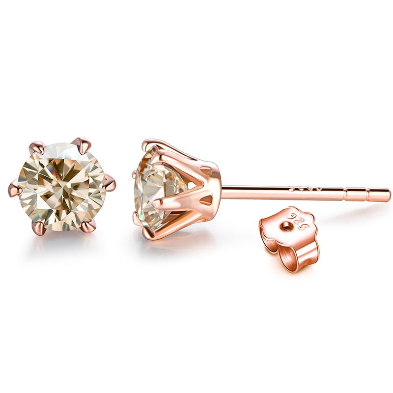 Moissanite 6 Prong Stud Earrings RG (2) Moissanite 6 Prong Stud Earrings RG