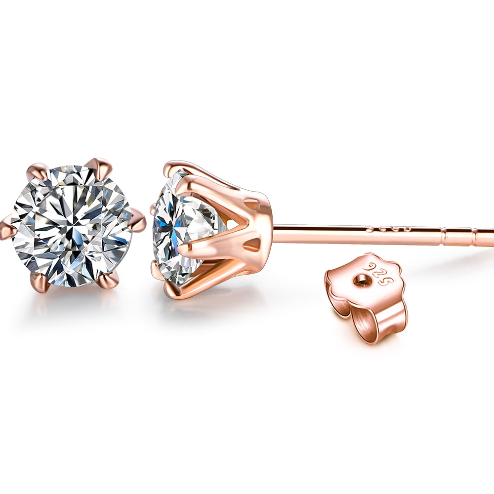 Moissanite 6 Prong Stud Earrings RG (3) Moissanite 6 Prong Stud Earrings RG