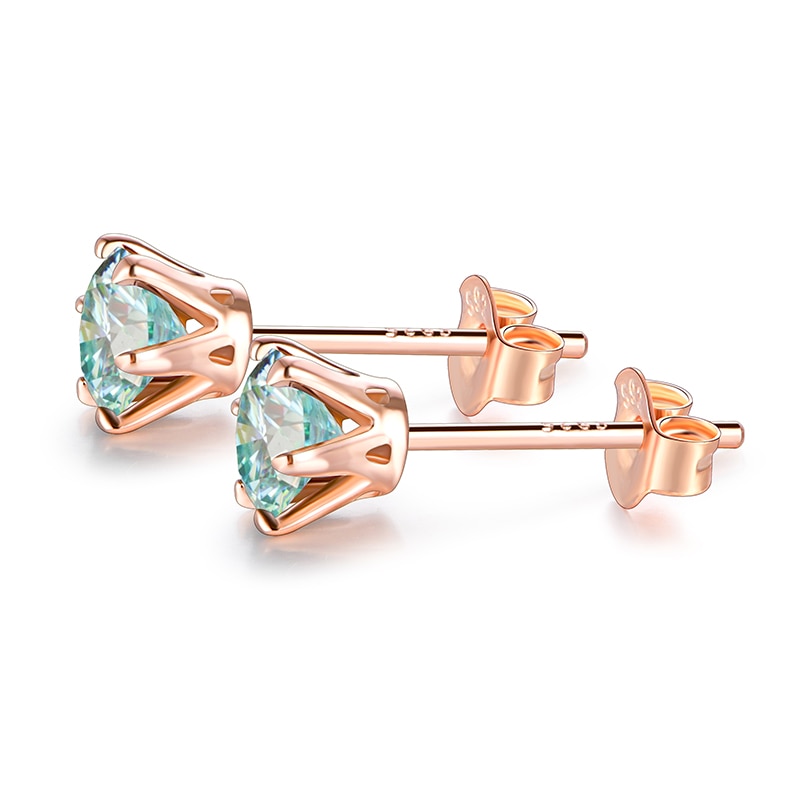 Moissanite 6 Prong Stud Earrings RG (5) Moissanite 6 Prong Stud Earrings RG