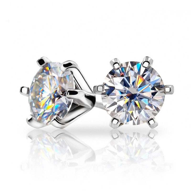 Moissanite 6 Prong Stud Earrings WG (1) Moissanite 6 Prong Stud Earrings WG