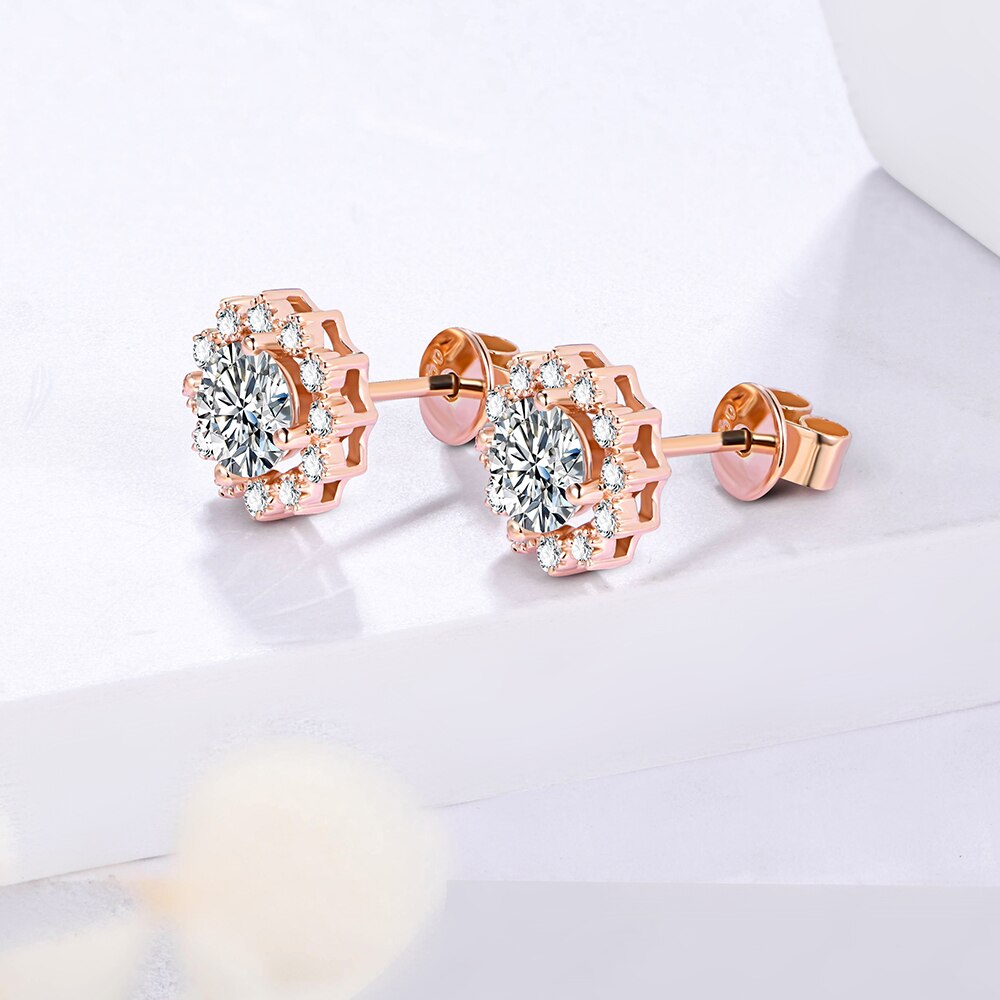 Moissanite Flower Halo Earrings RG (4) Moissanite Flower Halo Earrings RG