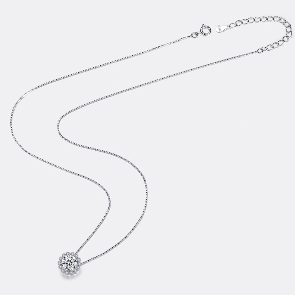 Moissanite Flower Halo Pendant (2) Moissanite Flower Halo Pendant