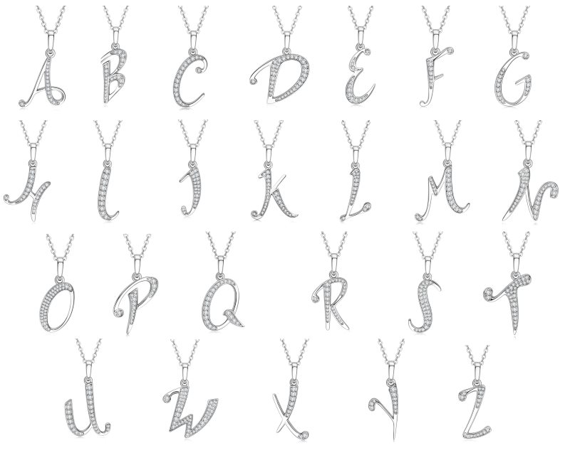 Moissanite Initial Letter Pendant (Cursive Alphabet)