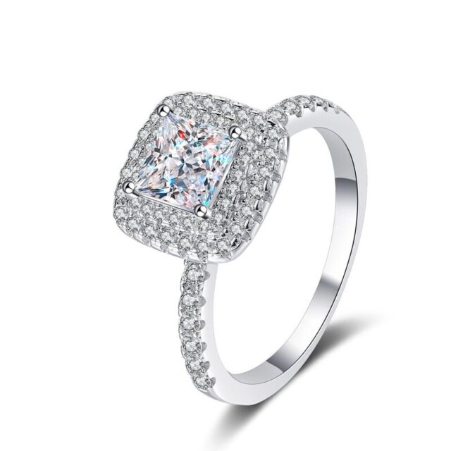 Pallas 1ct Princess Cut Moissanite Double Halo Ring (1)