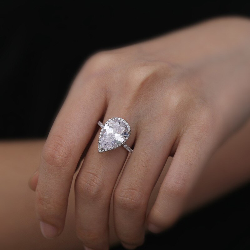 Pear Halo moissanite ring (1) Pear Halo moissanite ring