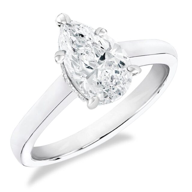 Phaedra 2ct Pear Cut Moissanite Solitaire Ring with Hidden Halo (1) Phaedra 2ct Pear Cut Moissanite Solitaire Ring with Hidden Halo