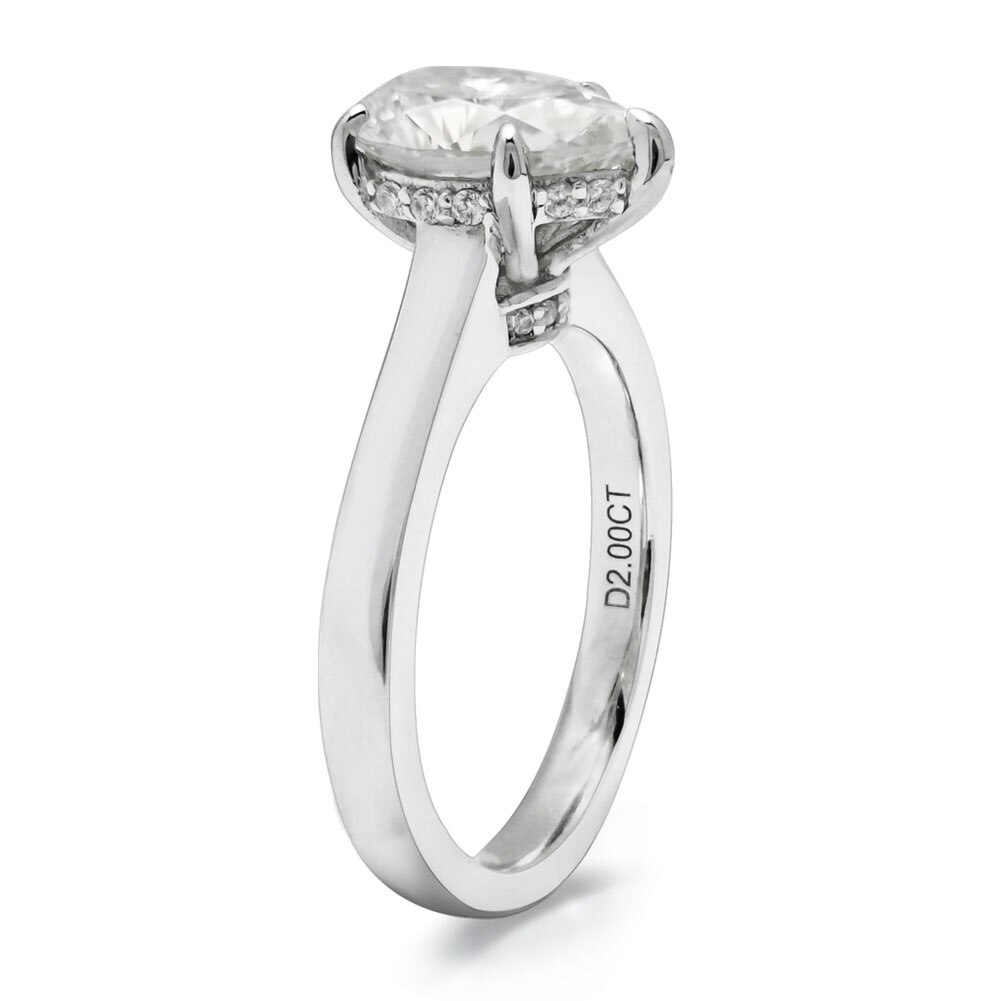 Phaedra 2ct Pear Cut Moissanite Solitaire Ring with Hidden Halo (3) Phaedra 2ct Pear Cut Moissanite Solitaire Ring with Hidden Halo