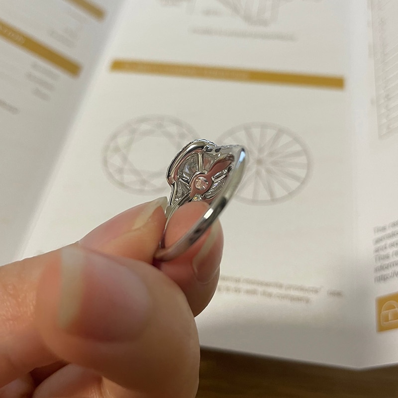 Round Moissanite Cushion Halo Split Shank Ring (1) Round Moissanite Cushion Halo Split Shank Ring