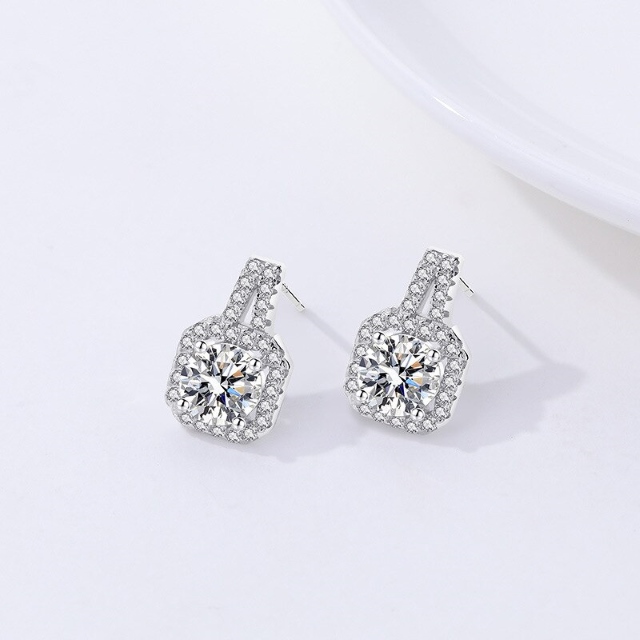 Semiha Moissanite Cushion Halo Semi Drop Earrings 1ct Semiha Moissanite Cushion Halo semi drop earrings