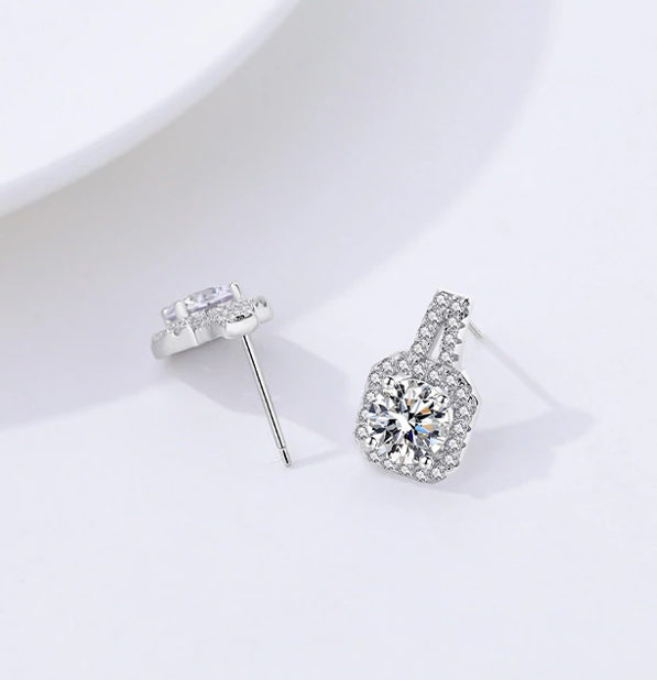 Semiha Moissanite Cushion Halo semi drop earrings 1ct.jpg Semiha Moissanite Cushion Halo semi drop earrings