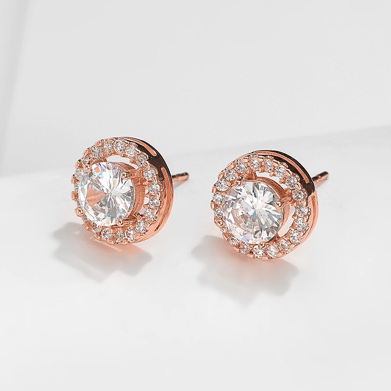 round halo moissanite stud earrings (2) Round Halo Stud Earrings RG