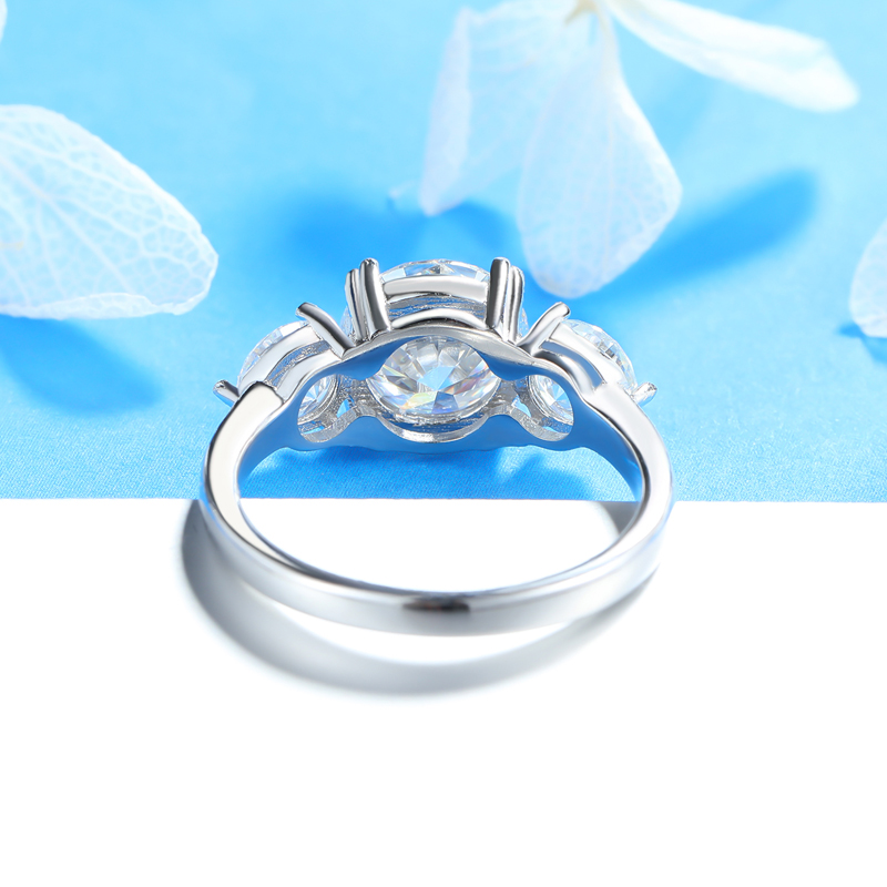 round moissanite trilogy ring (5) round moissanite trilogy ring