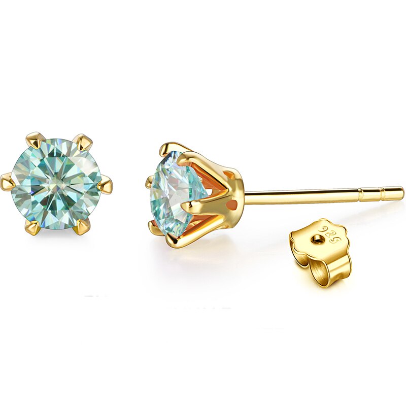 Moissanite 6 Prong Stud Earrings Green Moissanite 6 Prong Stud Earrings Green
