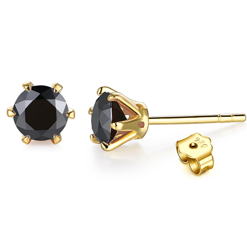 Moissanite 6 Prong Stud Earrings Black Moissanite 6 Prong Stud Earrings Black