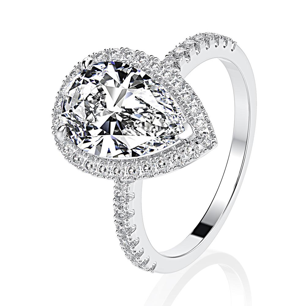 2ct Pear pear halo moissanite ring