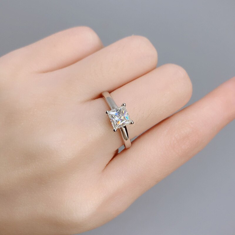 1ct Princess Cut Cathedral setting Moissanite Solitaire (4) Princess Cut Cathedral Setting modelled