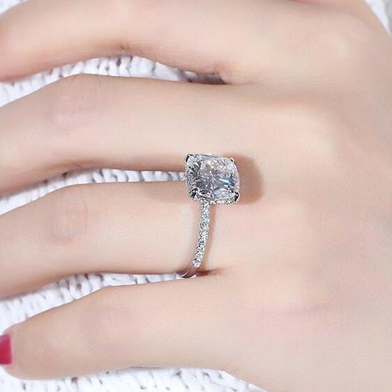 Cushion Cut Hidden Halo Half Pave Ring Cushion Cut Hidden Halo Half Pave Ring