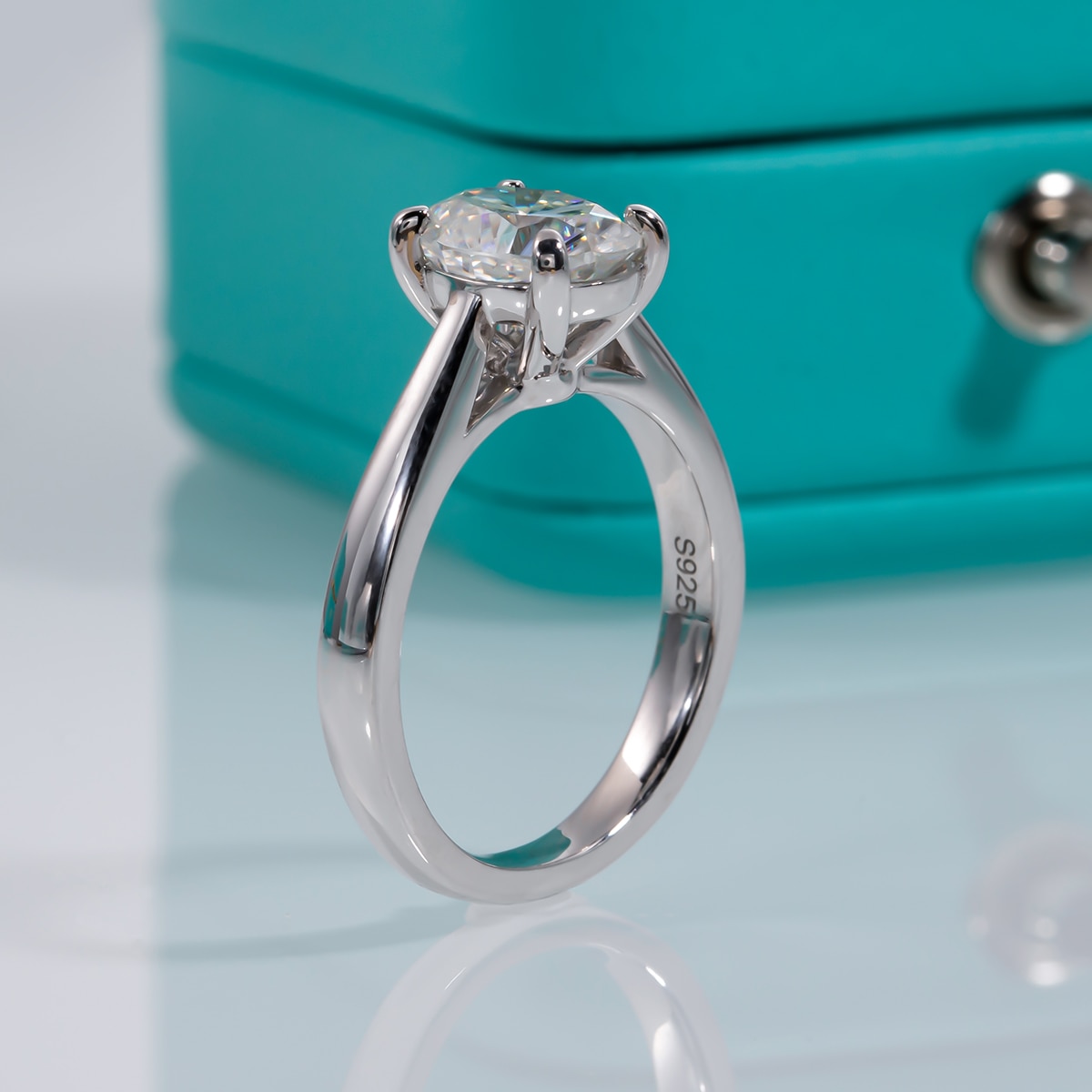 2ct Oval Cut Moissanite Solitaire Ring (2) 2ct Oval Cut Genuine Moissanite Solitaire Ring