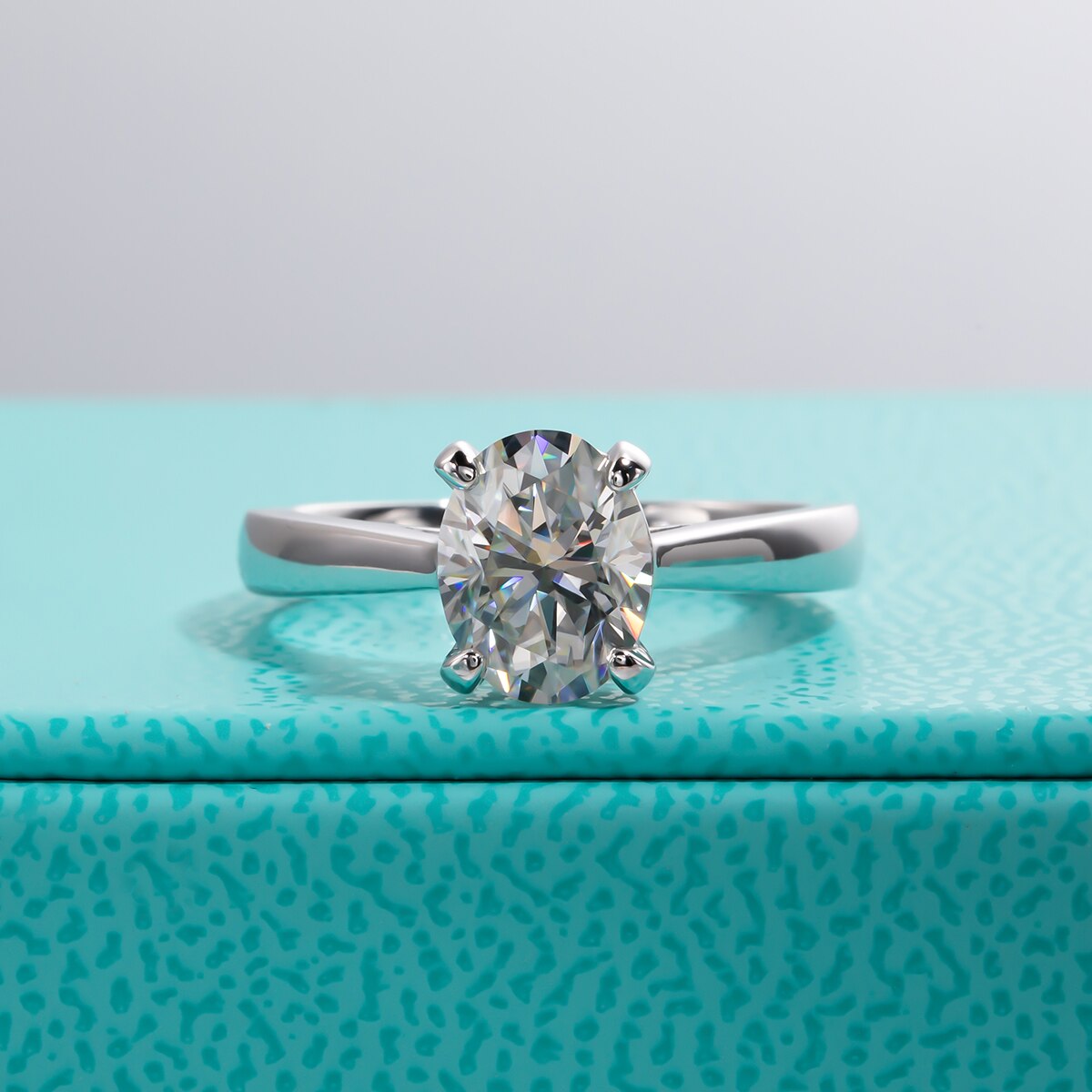2ct Oval Cut Moissanite Solitaire Ring (3) 2ct Oval Cut Genuine Moissanite Solitaire Ring