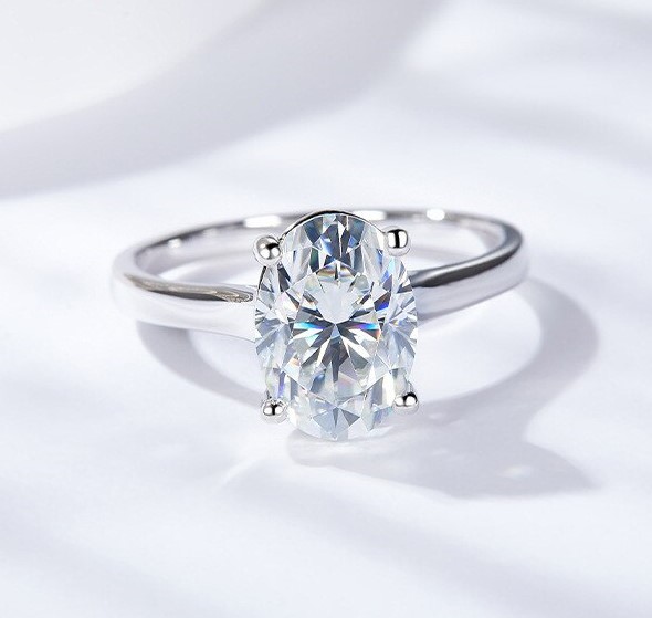3ct Oval Cut Moissanite Solitaire Ring (1) 3ct Oval Cut Moissanite Solitaire Ring