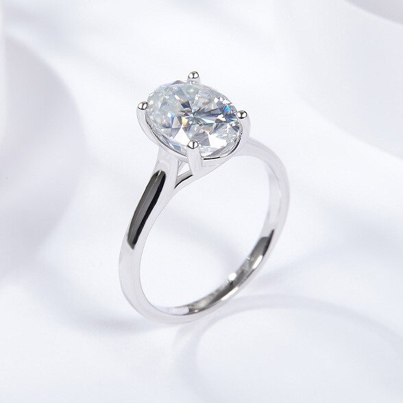 3ct Oval Cut Moissanite Solitaire Ring (4) 3ct Oval Cut Moissanite Solitaire Ring